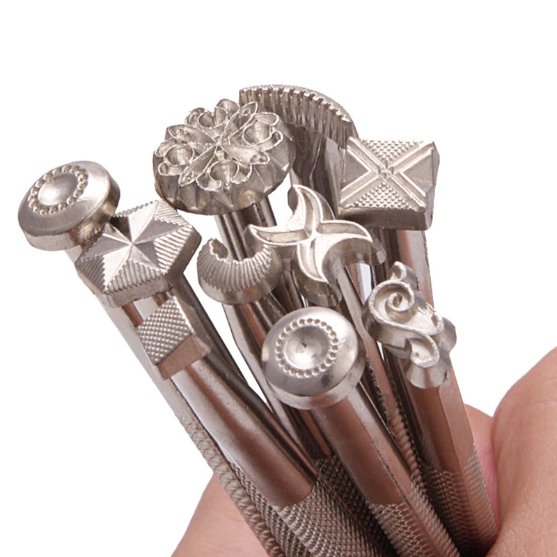 Leather Stamp Printing Tool Kit Alloy Stamp Punch Set Carving Saddle Making Tools Leather Craft Artwork Embossing Supplies
