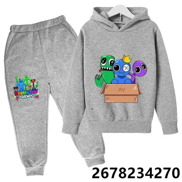 thumbnail image 1 of Nuevas sudaderas con capucha para niños con estampado de dibujos animados de amigos del arcoíris de anime, sudaderas de manga para primavera, otoño e invierno, conjuntos de sudaderas con capucha para, 1 of 5