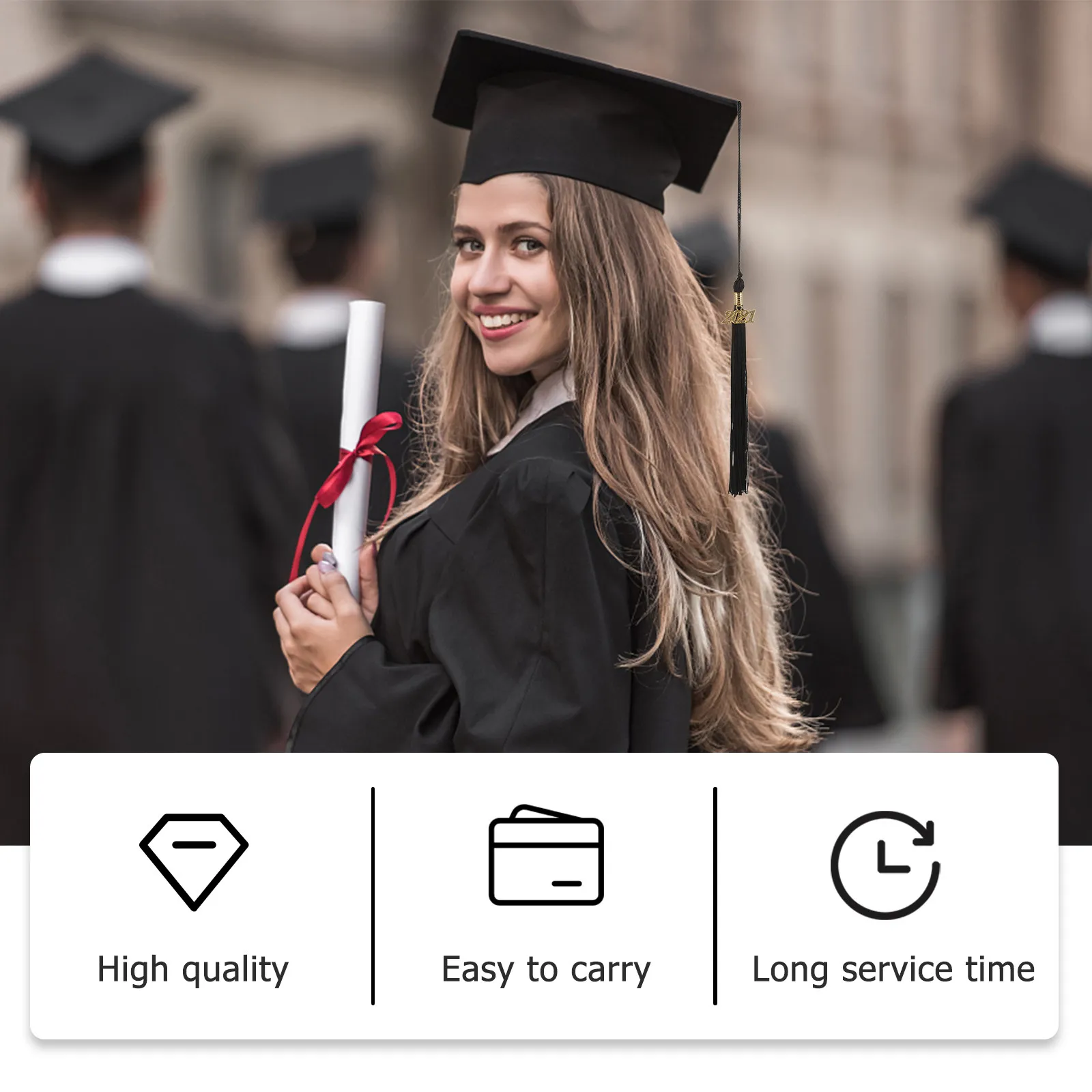 1개 의사 모자 태슬 졸업 펜던트 블랙 부드러운 털이 없는 폴리에스터 태슬 모자 팬 홈 데코 창의적인 행사용