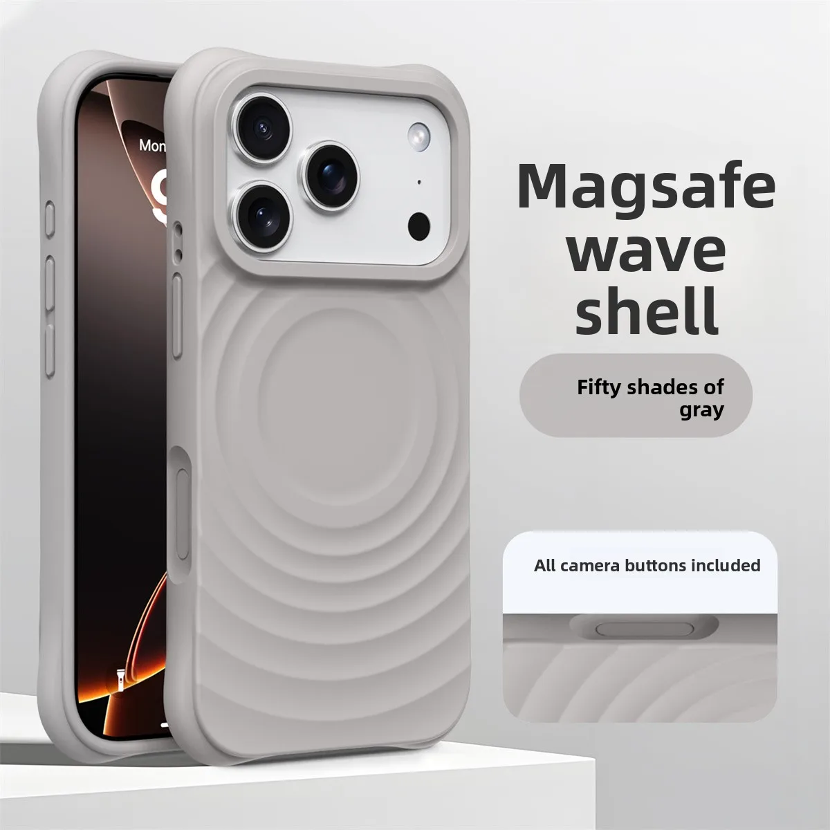 ตัวเลือกสินค้า เคส iPhone Air 17 16 15 14 Pro Max ลายคลื่นน้ำ ซิลิโคนนิ่ม ชาร์จไร้สาย MagSafe