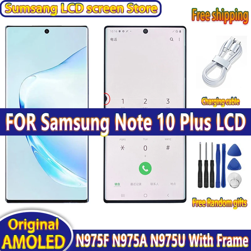 6.8 ''Amoled Per Samsung Note 10 Plus Display Lcd Touch Screen Digitale Per Schermo Samsung Note 10 + Sm-N975F Sm-N9750 Con Cornice