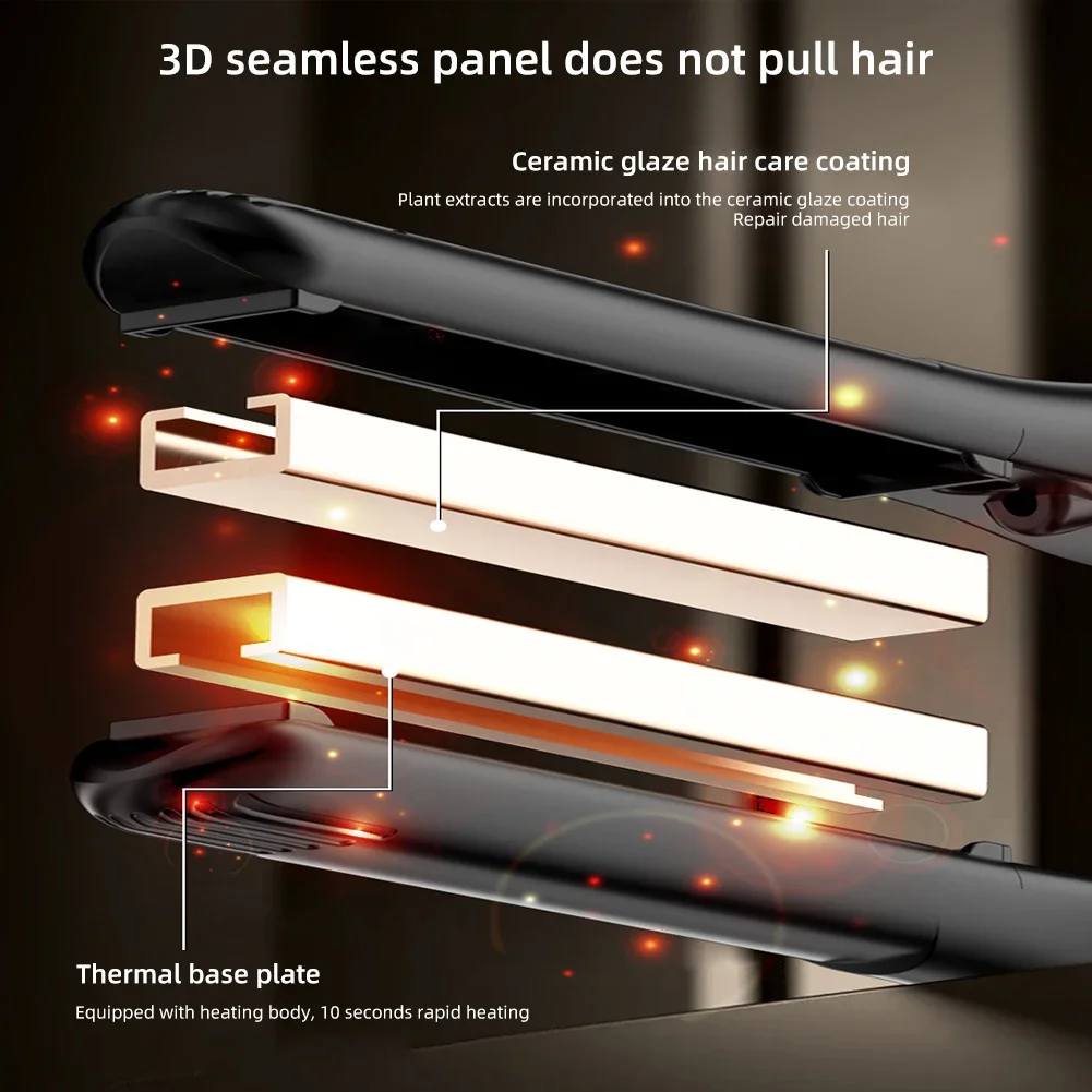 Men Short Hair Splint Curling Iron Adjustable Temperature Dual-purpose Hair Straightener Curling Iron Fluffy Hair Styling Tool 6
