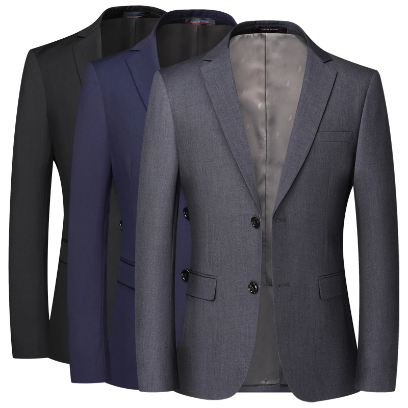 Blazer New Men's Fashion Business Solid Color British Style Professional Work Groom Wedding Dress Best Man Blazer Jacket 1