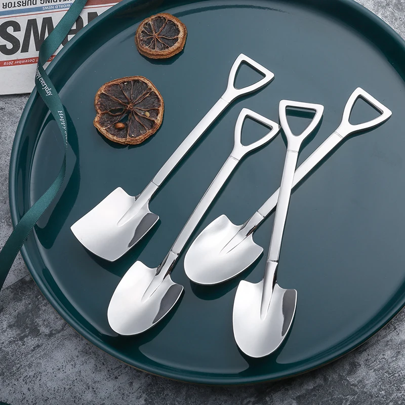 304 Stainless Steel Spade Spoon Retro Kitchen Tableware Watermelon Ice Cream Honey Creative Gift