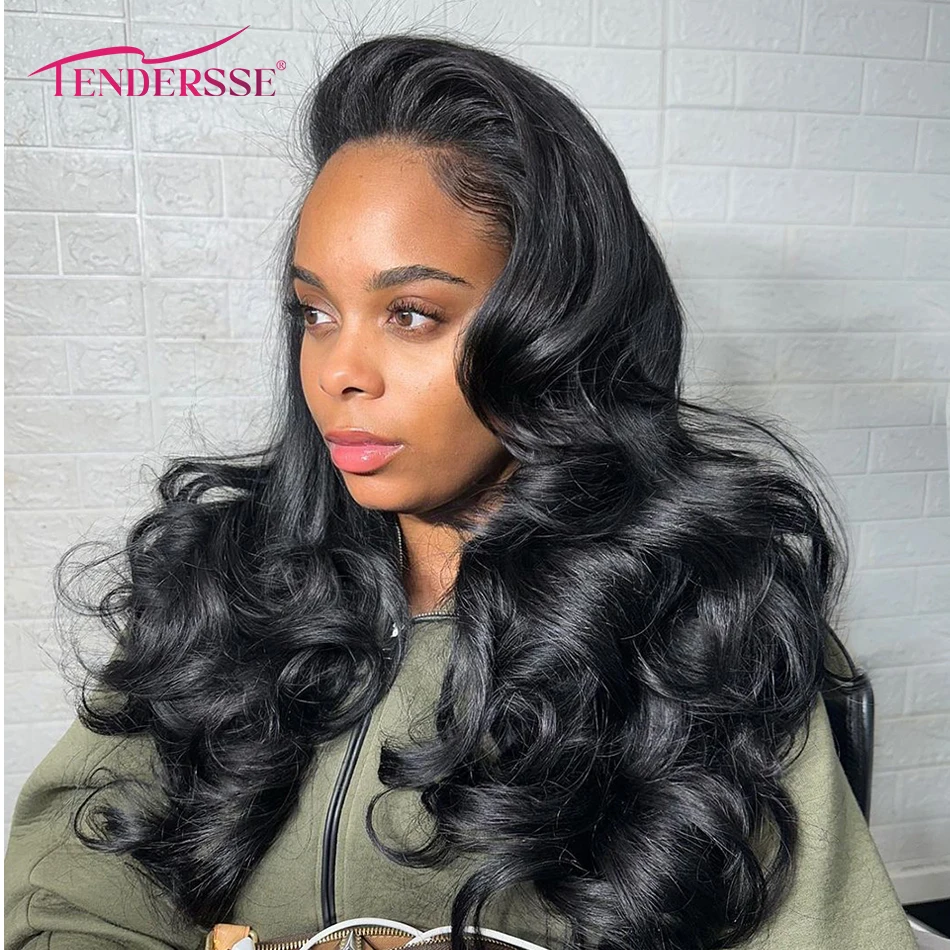 

Tendersse upgrade 10A Brazilion Hair Curly Hair Wear and Go Glueless 13X4 Lace Front Wigs 200 Density Ombre Loose Body Wave