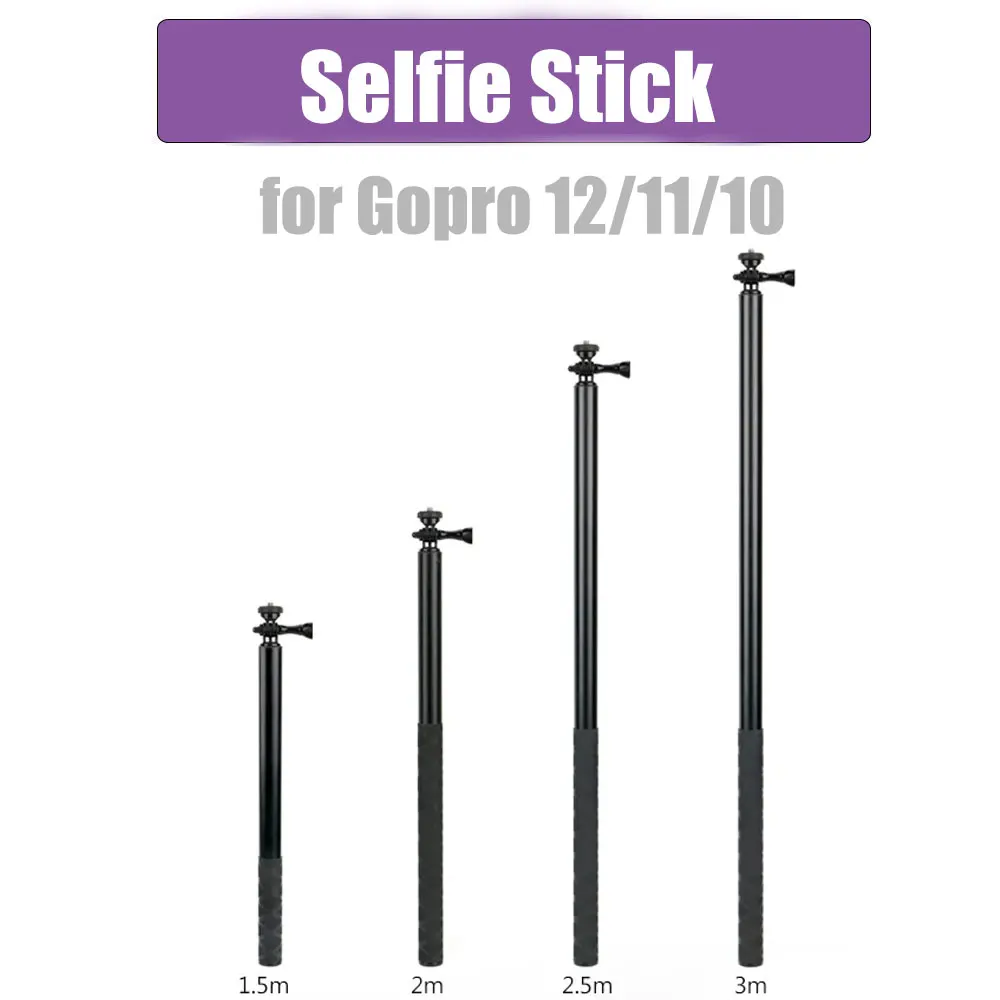 Selfie Stick for GoPro 12/11 Foldable Aluminum Alloy Phone Holder Handheld 3M Extended Edition Selfie Stick Camera Accessory