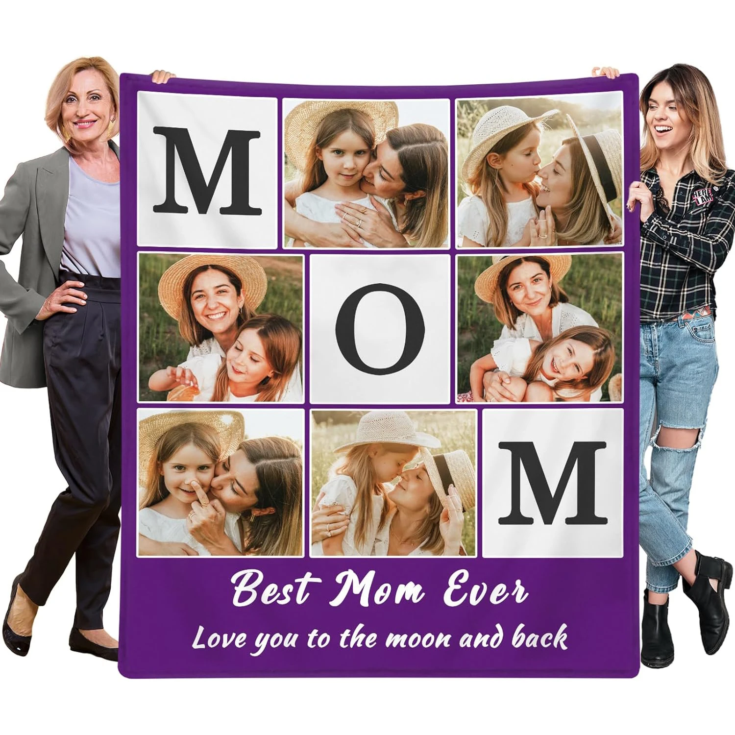 

Customized mother's blanket gift for women, including 6 picture blankets for mother, wife, girlfriend, sister, and her.