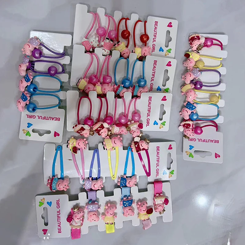 Peppa Pig Hairpins Hair Rope kids Kawaii Peppa Pig George Hairpins Hair Rope Bb Clip Girls Accessories Students Gifts hair accessories