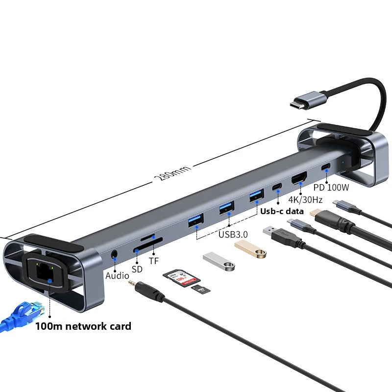 10/11/12-in-1 Docking Station Laptop Stand Audio USB Type-C 4K HMDI