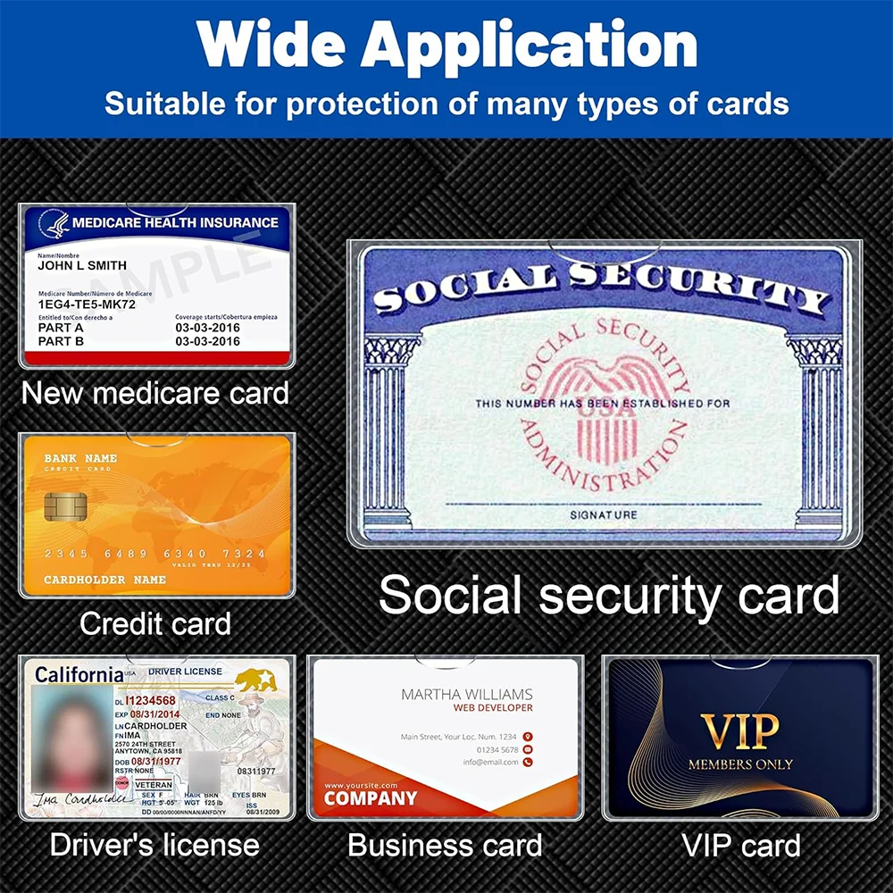 48 pezzi trasparenti per carte di credito trasparenti impermeabili Medicare Card Protector morbido inserto in PVC per carte di credito per carte di sicurezza sociale carta di debito patente di guida