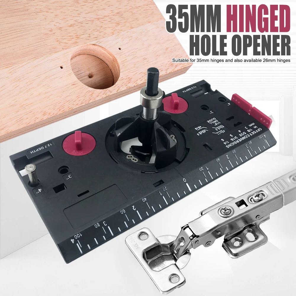 Concealed 35MM Cup Style Hinge Jig Boring Hole Drill Guide + Forstner Bit Wood Cutter Carpenter Woodworking DIY Tools 35mm concealed hinge jig drill guide set forstner installation door hole locator template wood cutter carpenter woodworking tool