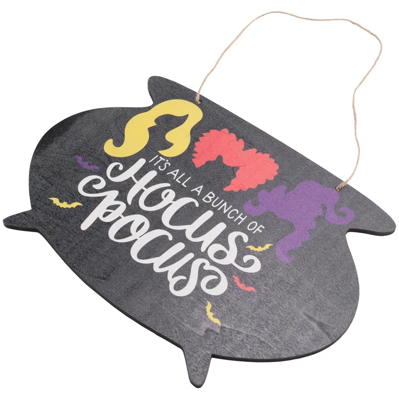 Halloween Hocus Pocus Door Sign "È Tutto Un Mazzo Di Hocus Pocus" Cartello Appeso Per Porta D'Ingresso Halloween Porta In Legno Nero