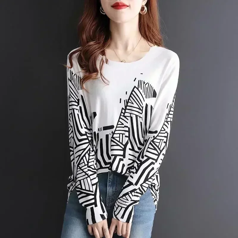 Zebra Print Color Splicing Knit Sweater Korean Style Harajuku Casual Top Round Neck Long Sleeve Cloth for Female Autumn Winter