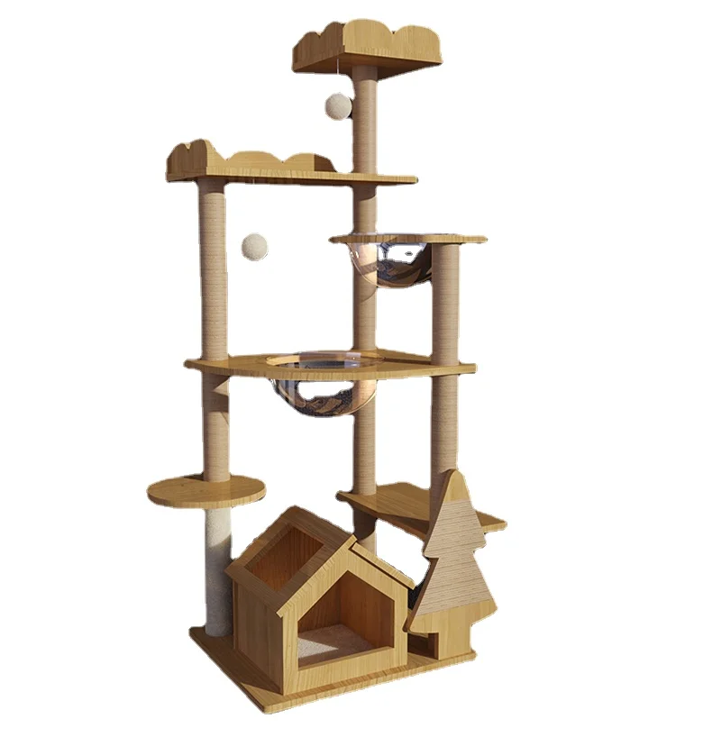 

Cat Climbing Frame Summer Cat Nest Cat Tree Integrated Scratch Frame Jumping Platform Space Module Nest
