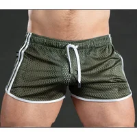 Men Casual Gym Fitness Training Shorts Sexy Mesh Breathable Quick Dry Fashion Sports Beach Trunks Men Clothing Summer 1