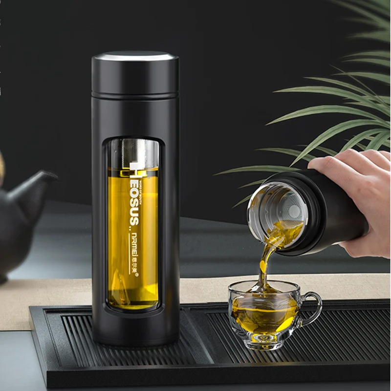 

320ML 420ML 520ML Glass Cup with Lid and Double-wall Plastic Sleeve,Glass Water Bottle for Drinking with Tea Infuser Mug Drinkwa