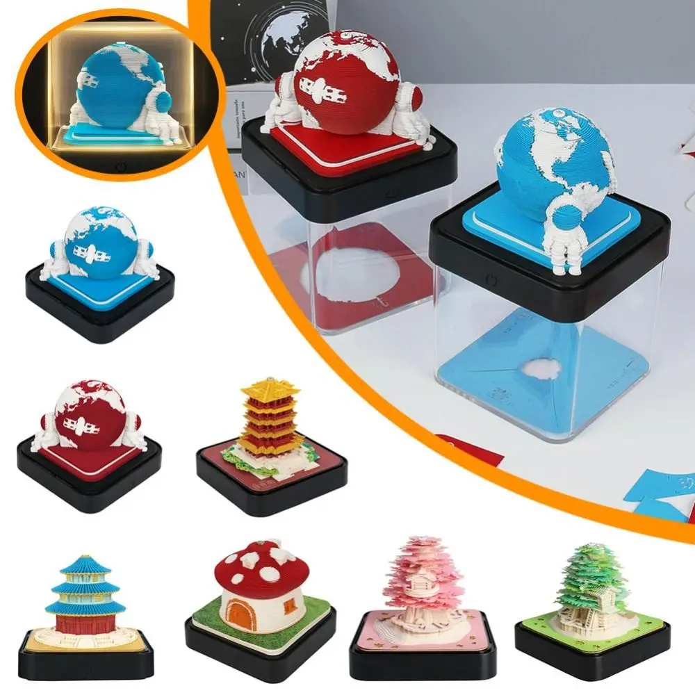 

With Led Lights Paper Carving Calendar Tree House Ornaments 3D Memo Pads Calendar Earth Astronauts Stereoscopic Calendar Home