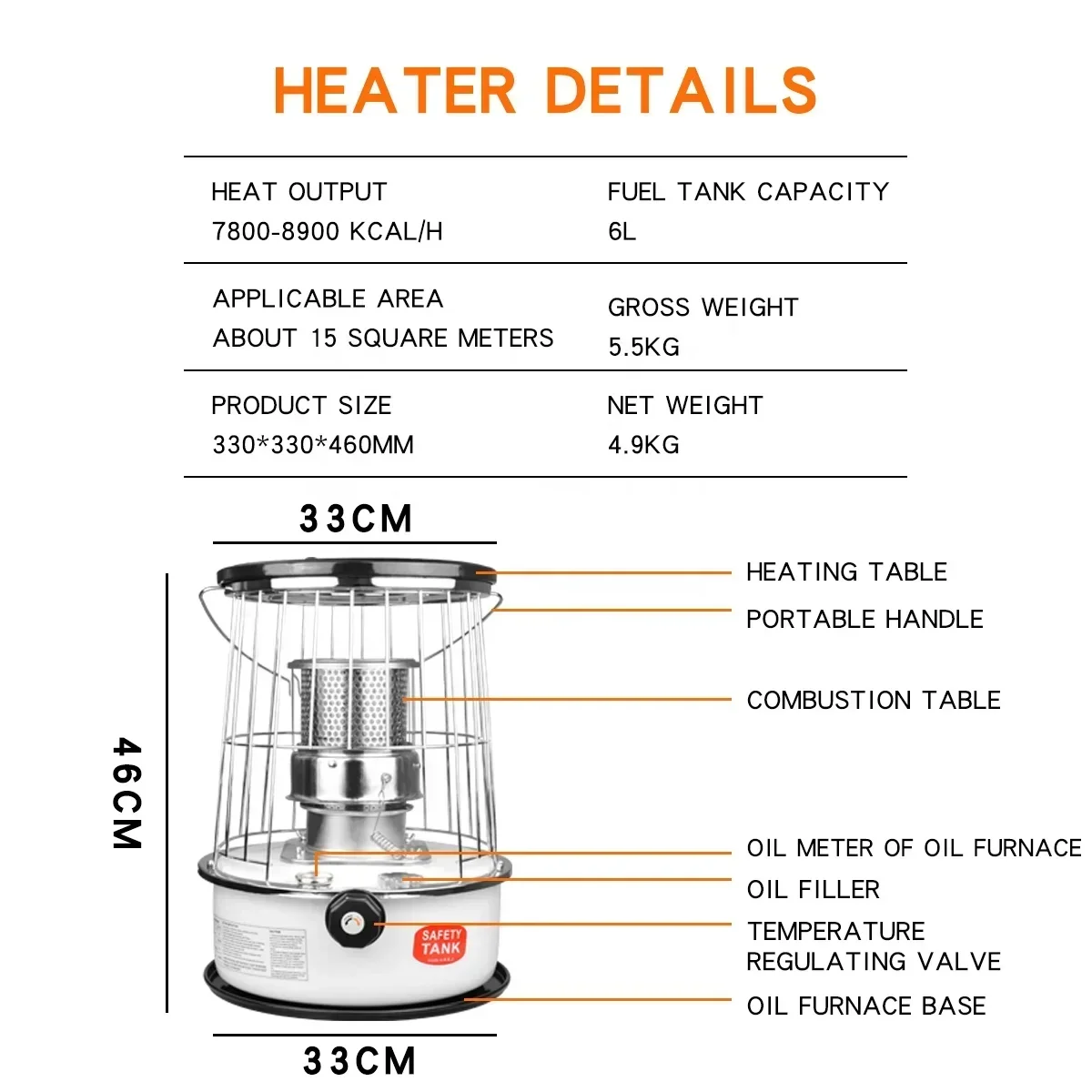 Wholesale Hot Selling Kerosene Heater Stove Portable Mini Durable 6L Indoor Kerosene Heater For Cooking And Heating 3