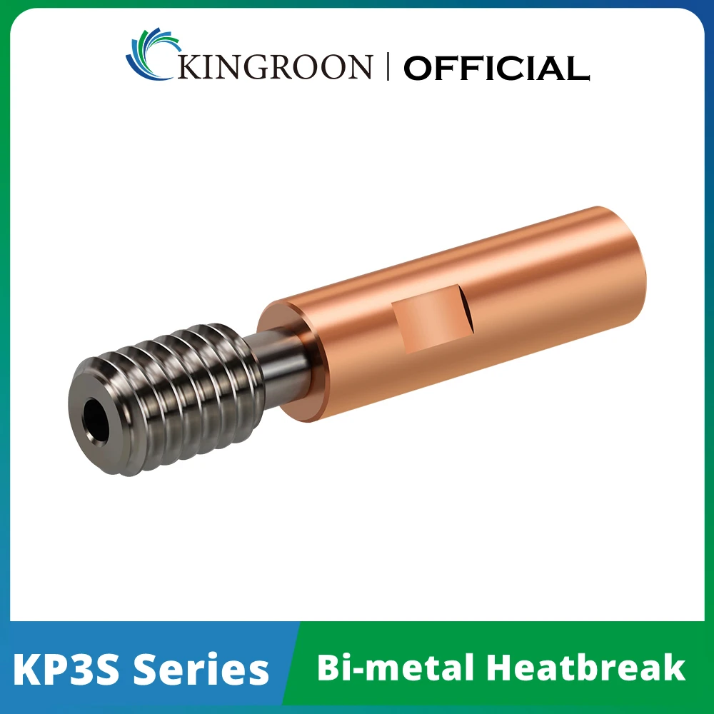 

KINGROON 3D Printer Parts Upgrade Bi-metal Heatbreak For KP3S/ KP3S Pro/ KP3S Pro S1 Copper Titanium Alloy 6x30mm Throat 1/2/3pc