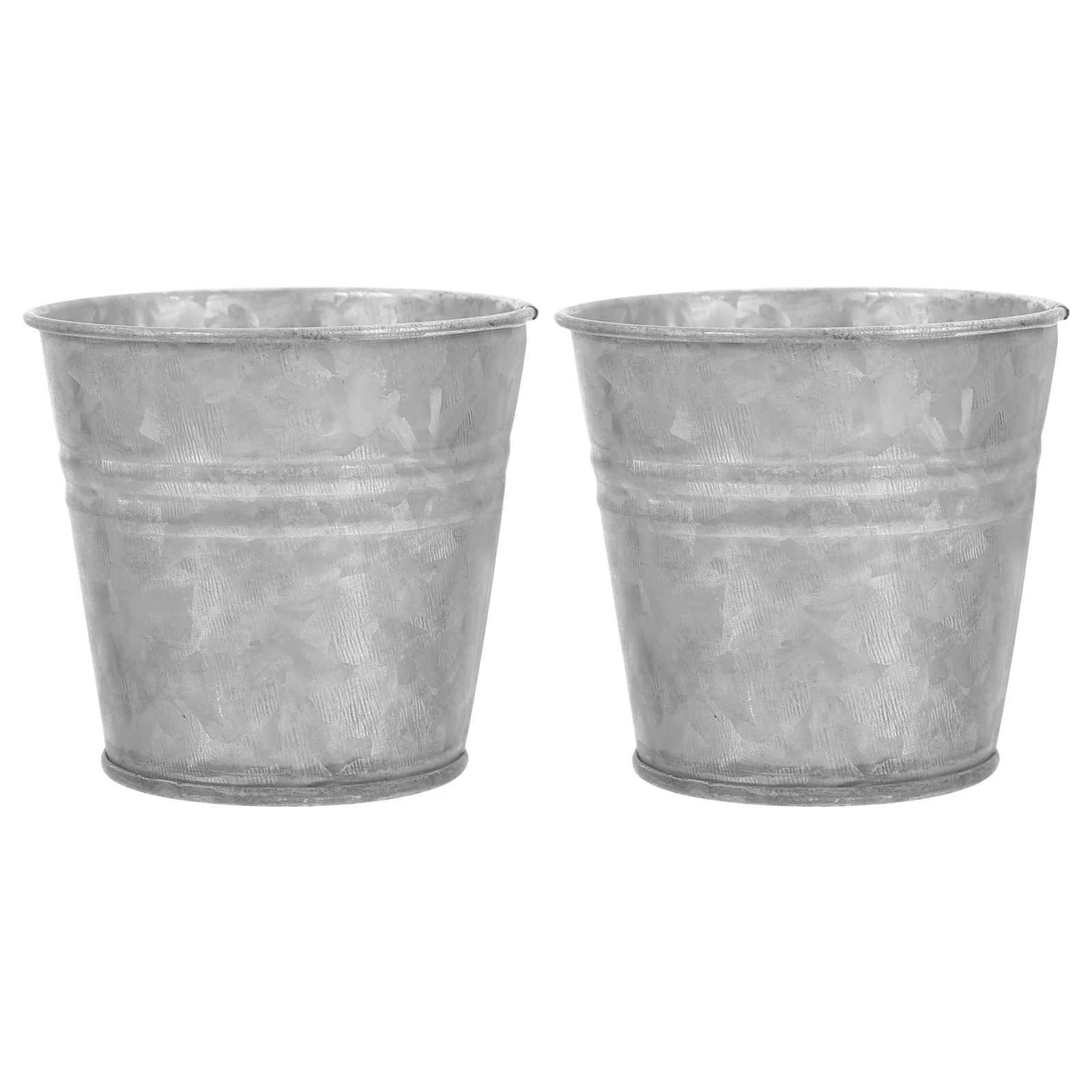 

2 Pcs Tin Flower Pot Decor Iron Bucket Vintage Style for Decorate Retro Arranging Pastoral