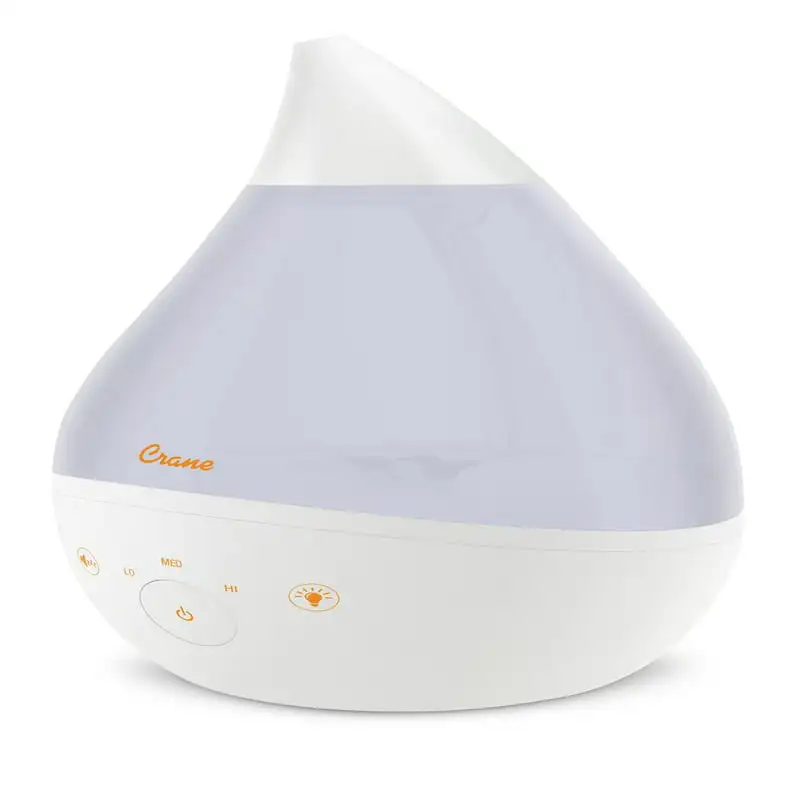 Fill Drop 1 Gallon Ultrasonic Cool Mist Humidifier with Sound Machine and Optional Nightlight - White Bedroom Essential oil diff