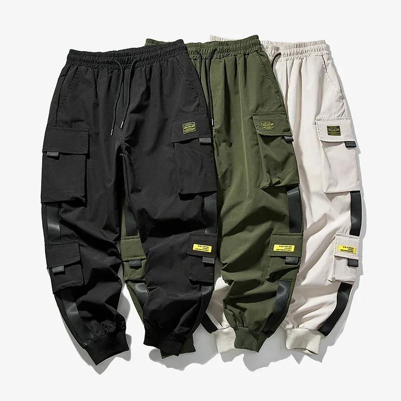 

2024 New Hip Hop Joggers Cargo Pants Men Harem Pants Multi-Pocket Ribbons Man Sweatpants Streetwear Casual Mens Pants S-5XL