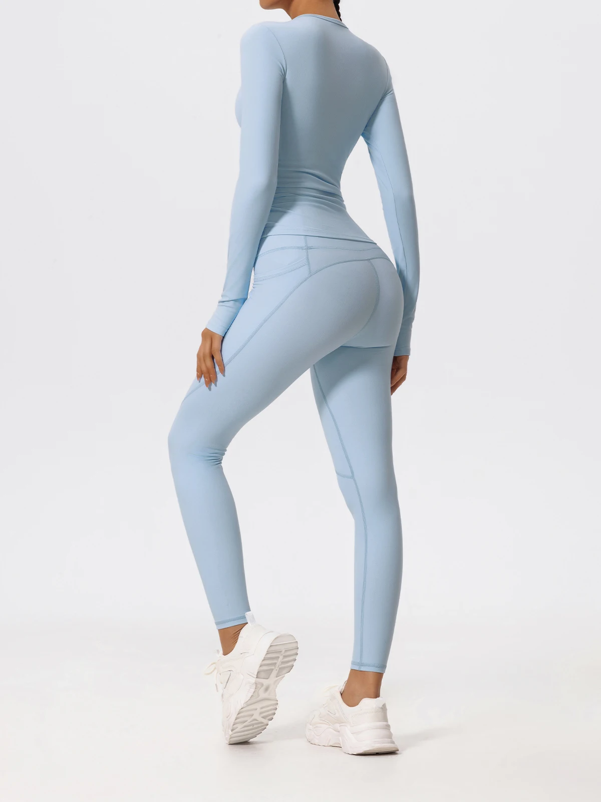 Hearuisavy Ultraweiche Stoffe, 2-teilig, langärmelig, enges Fitnessstudio-Set für Damen, schnell trocknendes Oberteil, Yoga-Kleidung, Workout, Sport-Shirts, Anzug für Damen – Detail 20