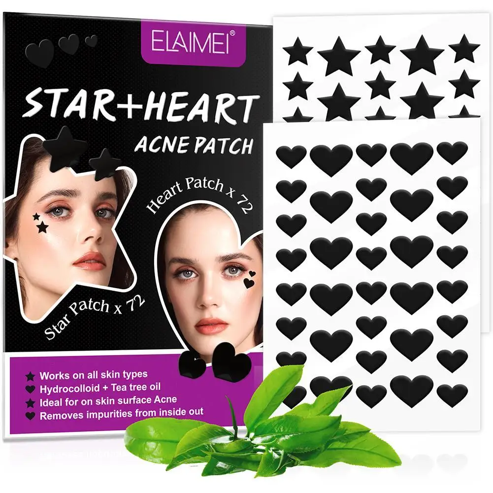 72 Pz/Borsa Nuovo Colore Nero Stella Amore Tea Tree Patch Anti-Acne Idrocolloide Rimozione Brufolo Adesivo Riparazione Cura Della Pelle Stile Hallowee