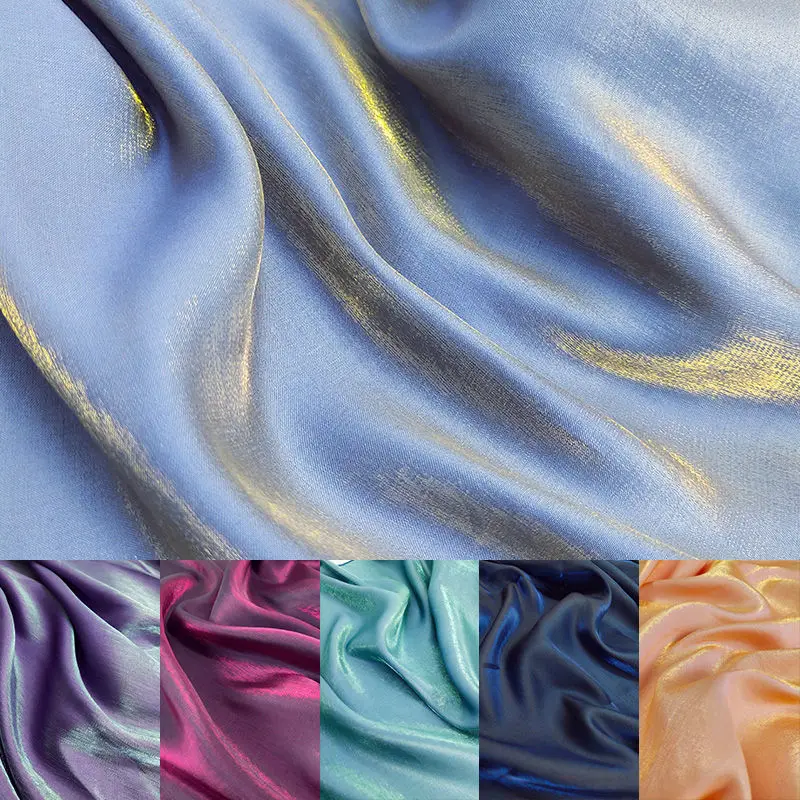 3/5/10m Shiny Crinkle Crepe Silky Satin Fabric Material for Sewing