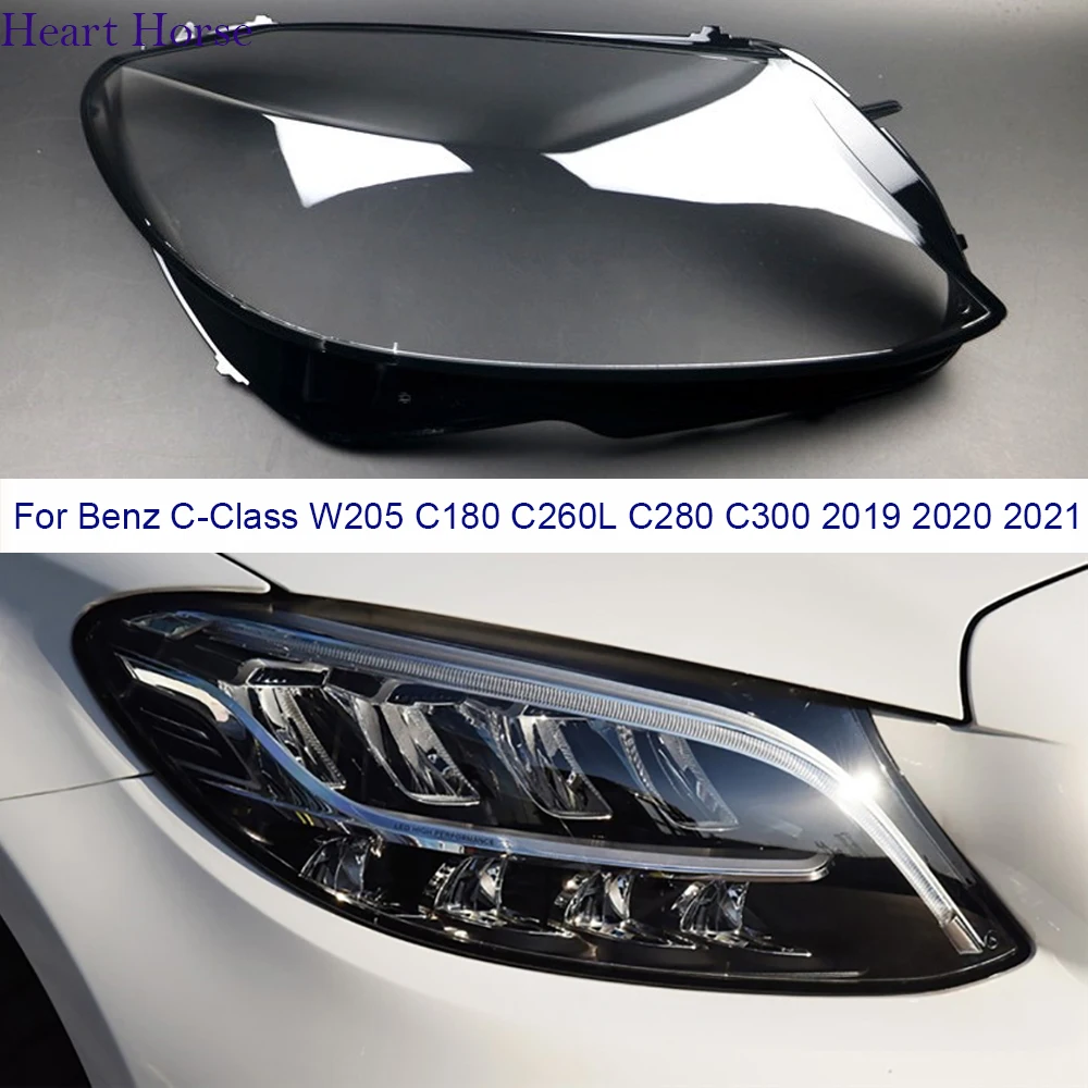 

For Benz W205 C180 C200 C260L C280 C300 Headlamp Cover Transparent Lampshade Headlight Shell Plexiglass 2019 2020 2021