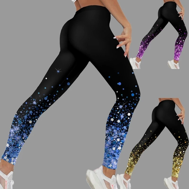 2022 new Stretch Sexy Leggings Women Slim Fit Gym Fitness Sweatpants Sequins Printing Push Up Outside Wear Pants yoga leggings