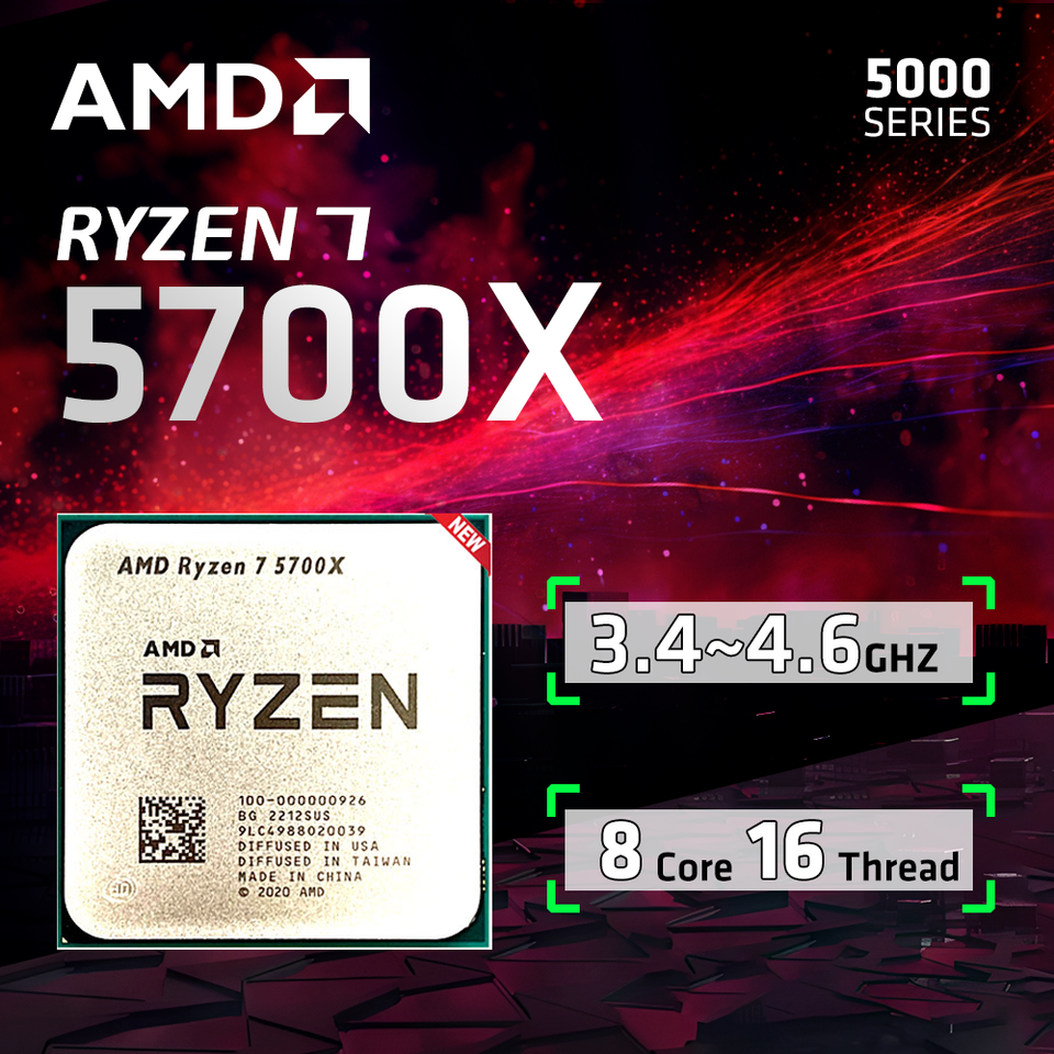 NEW AMD R7 5700X Ryzen 7 5700X 3.4 GHz Eight-Core Sixteen-Thread Processor 7NM L3=32M  Socket AM4 CPU Gaming Processo but no FAN