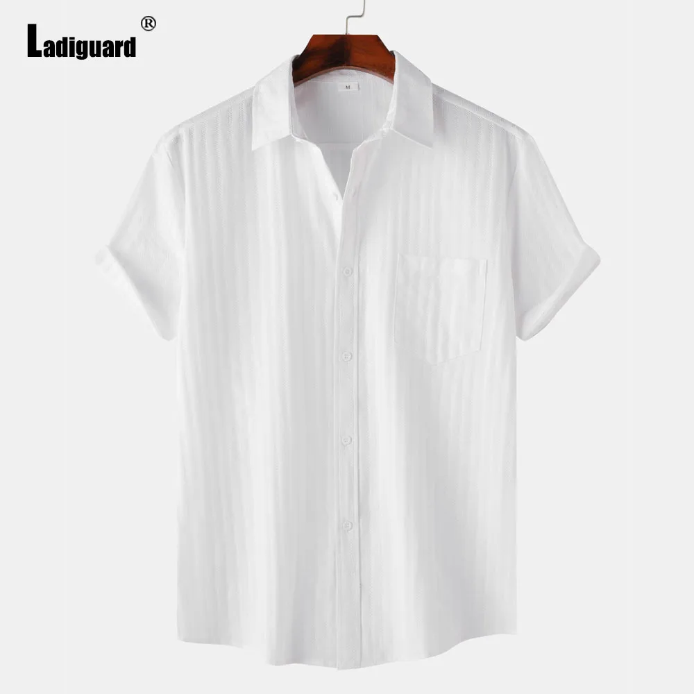 Белая рубашка в стиле пэчворк, модные мужские топы с коротким рукавом и вырезами, последняя Летняя Повседневная Уличная блузка, пикантная Мужская одежда, 2024