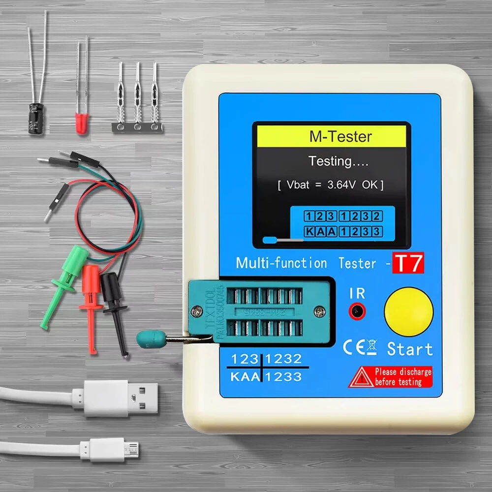 Lcr-T7 Nuovo Tester A Transistor Tft Diodo Triodo Misuratore Di Capacità Lcr Esr Meter Npn Pnp Mosfet Ir Tester Multifunzione Multimetro