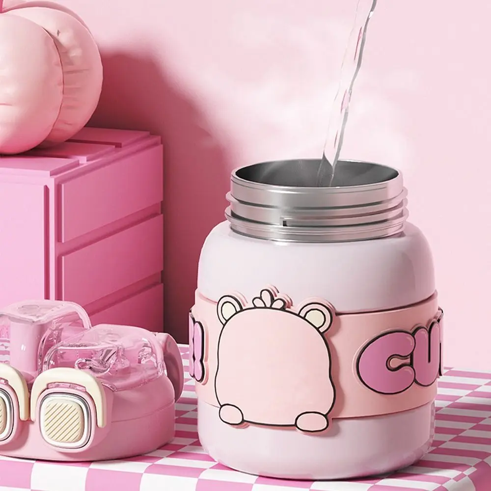 Stainless Steel Capybara Insulated Cup with Crossbody 500/620ML Large Capacity Thermos Vacuum Straw Cup for Student