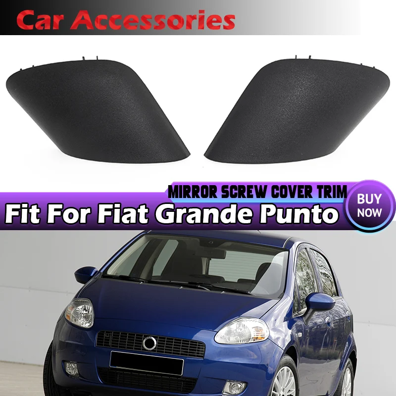 

L / R Rearview Mirror Cover For Fiat Grand Punto Rear View Mirror Cover Black Car Side Door Rearview Cap 735596884 735539385