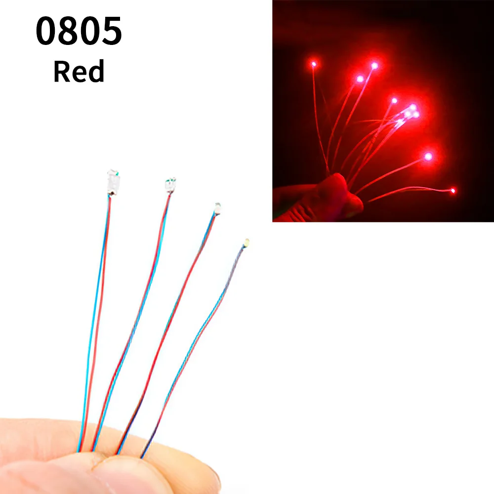 10 개/가방 0805 1206 SMD 램프 유선 마이크로 Litz Led 사전 납땜 칩 유선 3V 철도 모델 장난감 빛 DIY 리드 와이어 30cm