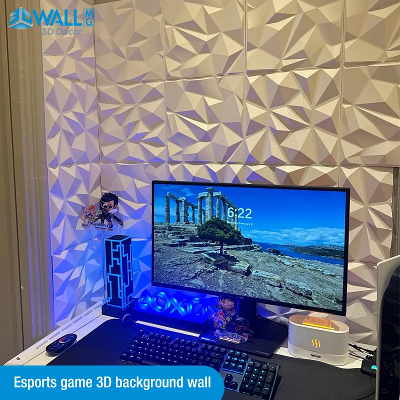 12Pcs 30x30cm Esports game 3D Wall Panel Diamond Design 3d Wallpaper non-self-adhesive 3D wall sticker 90s aesthetic room decor 3d wallboard