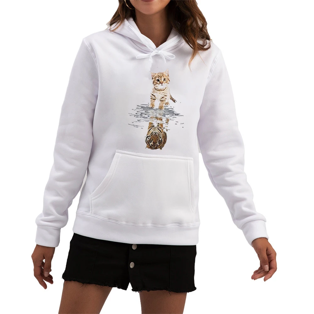 Women's Animal Letter-printed Hoodie Autumn-winter Korean Fashion Vintage Long-sleeved Oversized Pullover Casual Sweatshirt