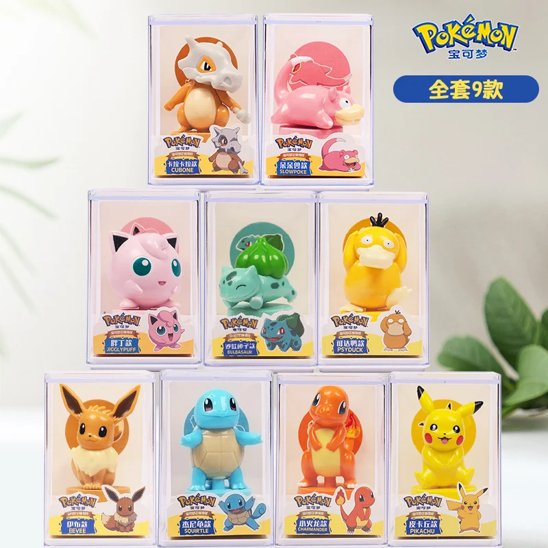 Conjunto de brinquedos pokemon genuíno, boneco de bolso monster pokeball  deformação pikachu eevee psicopato pet, presente de aniversário para  crianças