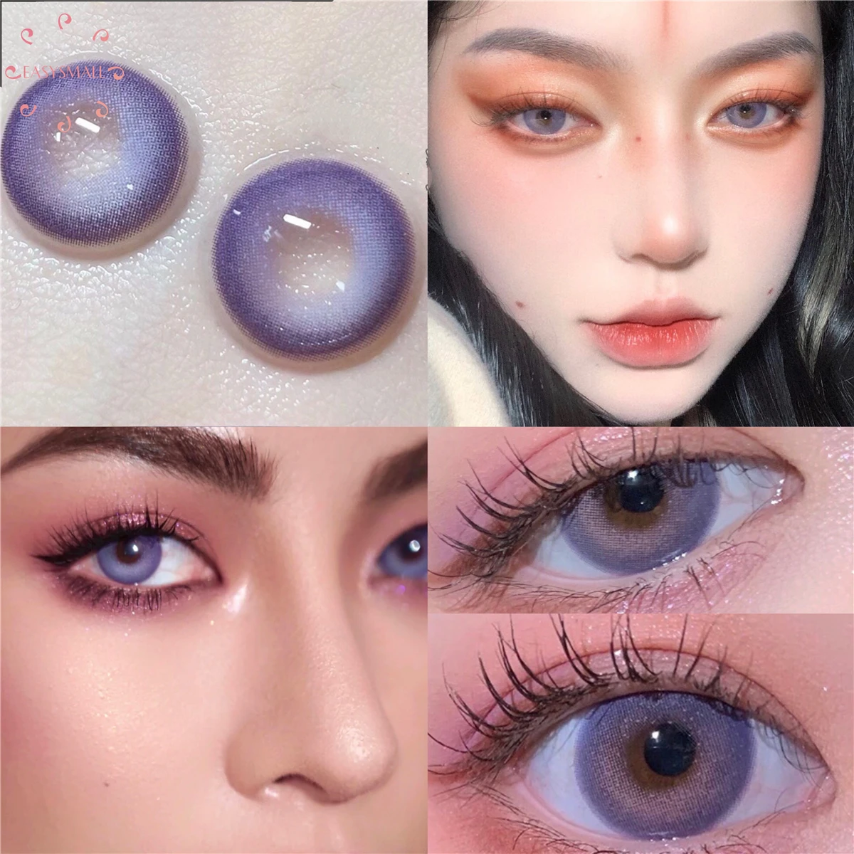 Easysmall Cherry Violet Power Unique Colored Contact Lenses For Eyes