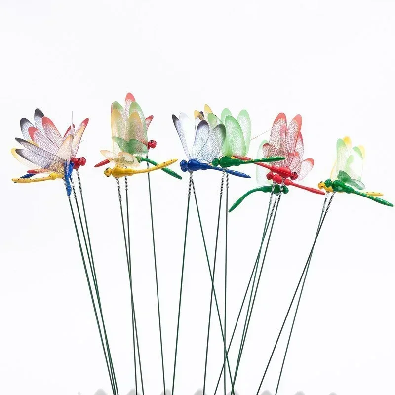 10/20Pcs Simulated Dragonfly 3D Plastic Decorative Pole Horticultural Flowerpot Flower Decor Grassland Fence Art Cutting Decor