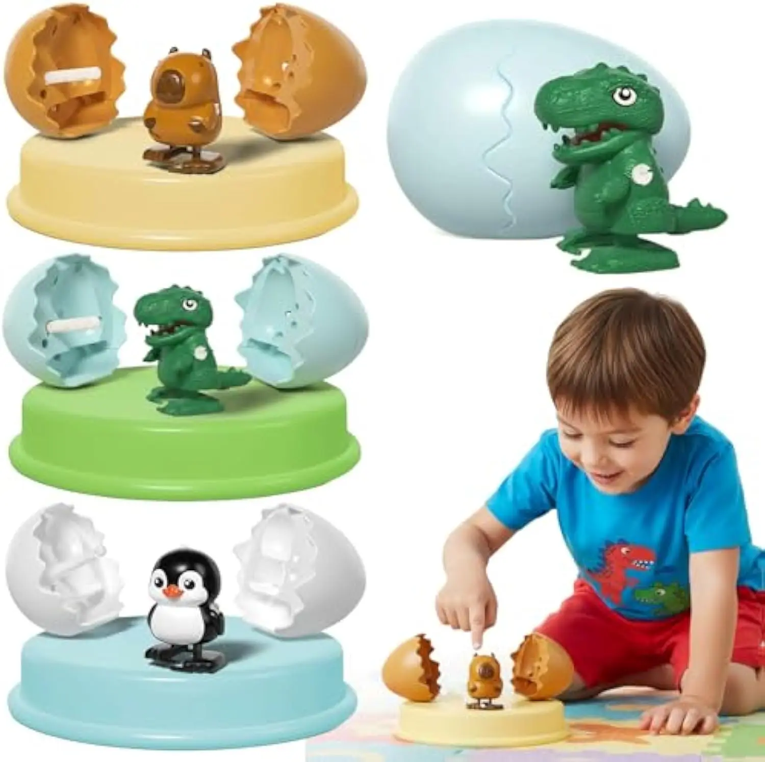 귀여운 작은 동물 바운싱 에그 장난감 재미있는 와인드업 걷기 및 점프하는 병아리 장난감 와인드업 컨트롤 장식 어린이 스트레스 해소 교육용