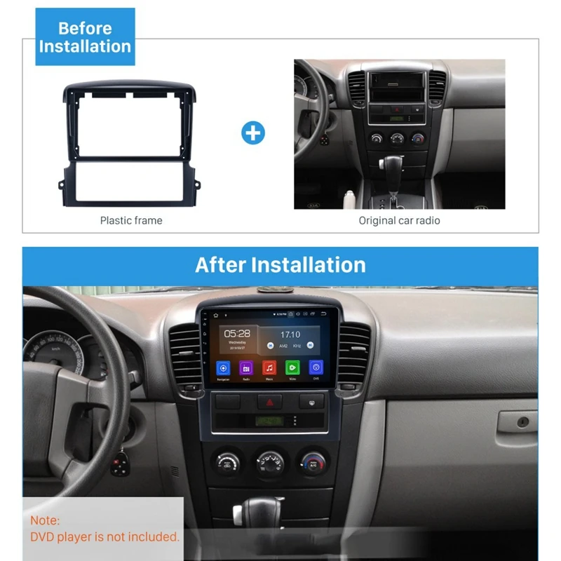 Kia Sorento 2004-2008  9 Inch Car Fascia 2Din ׷ ٸ г  Ʈ ġ ڵ DVD  ŰƮ In-Dash