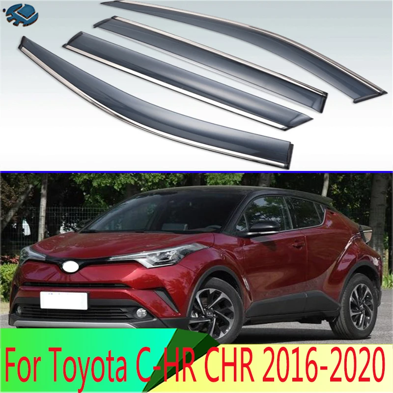 For Toyota C-HR CHR 2016 2017 2018 2019 2020 Plastic Exterior Visor Vent Shades Window Sun Rain Guard Deflector 4pcs | Автомобили и