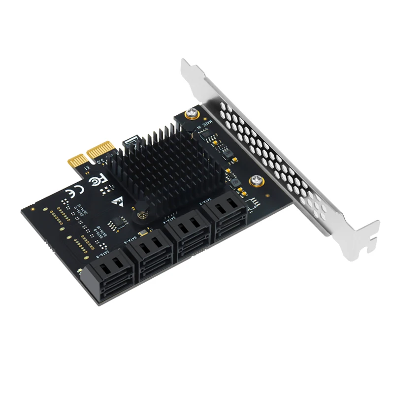 PCIe to SATA Ȯ ī, 8 Ʈ SATA Ƽö̾, PCI ͽ X1 Ʈѷ, SATA 3 HDD SSD , ä PCI E SATA3 