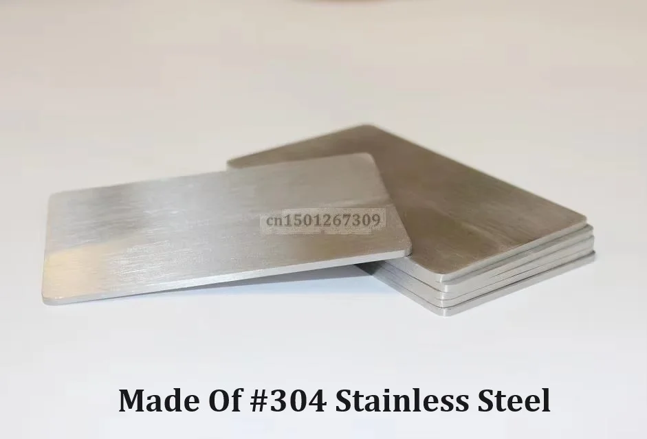 Business Cards Thick 2mm Stainless Steel Business Card Heavy Duty Metal Plate Size 85*53mm Double Sided Matte Finish
