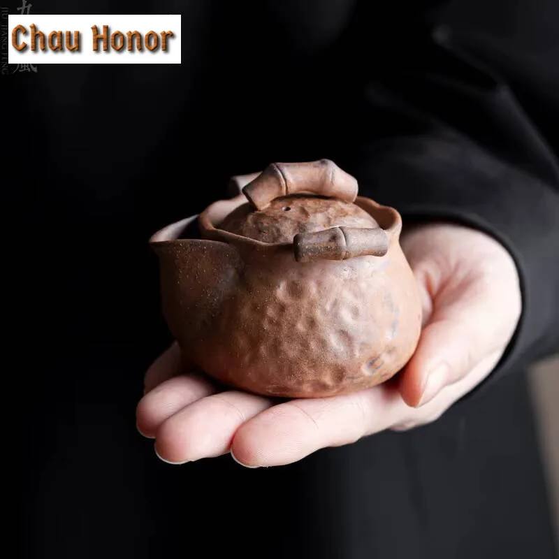 Handmade Rough Old Rock Mud  Teapot Boutique Small Size Pot Tea Maker Kettle with Ball Hole Chinese Tea for Tea Ornaments Gifts