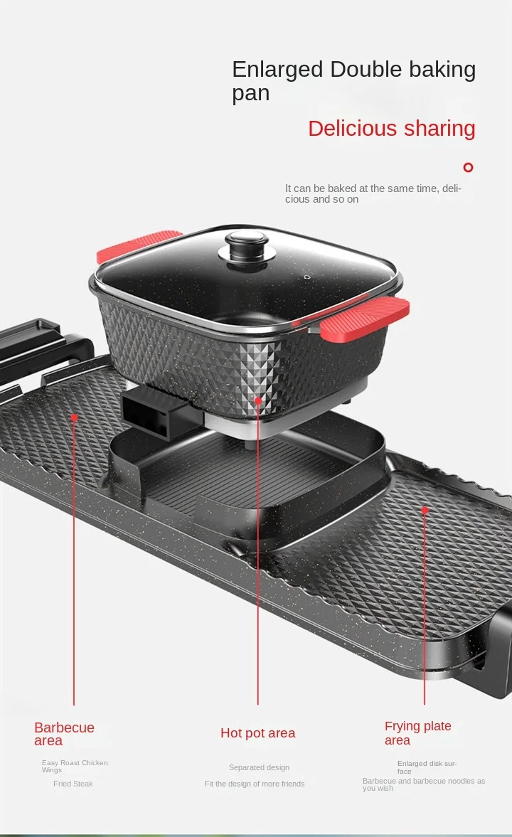 110V Multi-Functional Non-Stick Electric Grill and Griddle,Home Electric Griddle & BBQ Grill,Perfect for BBQ and Hot Pot 5