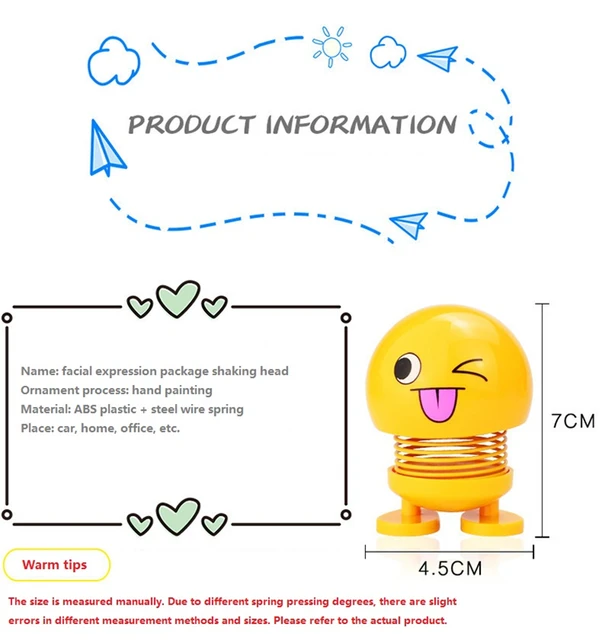 Car funny shaking  Nod doll  Cute face cartoon head toys Decoration atuo car Dashboard robot lovely car toy decoration doll toy 6